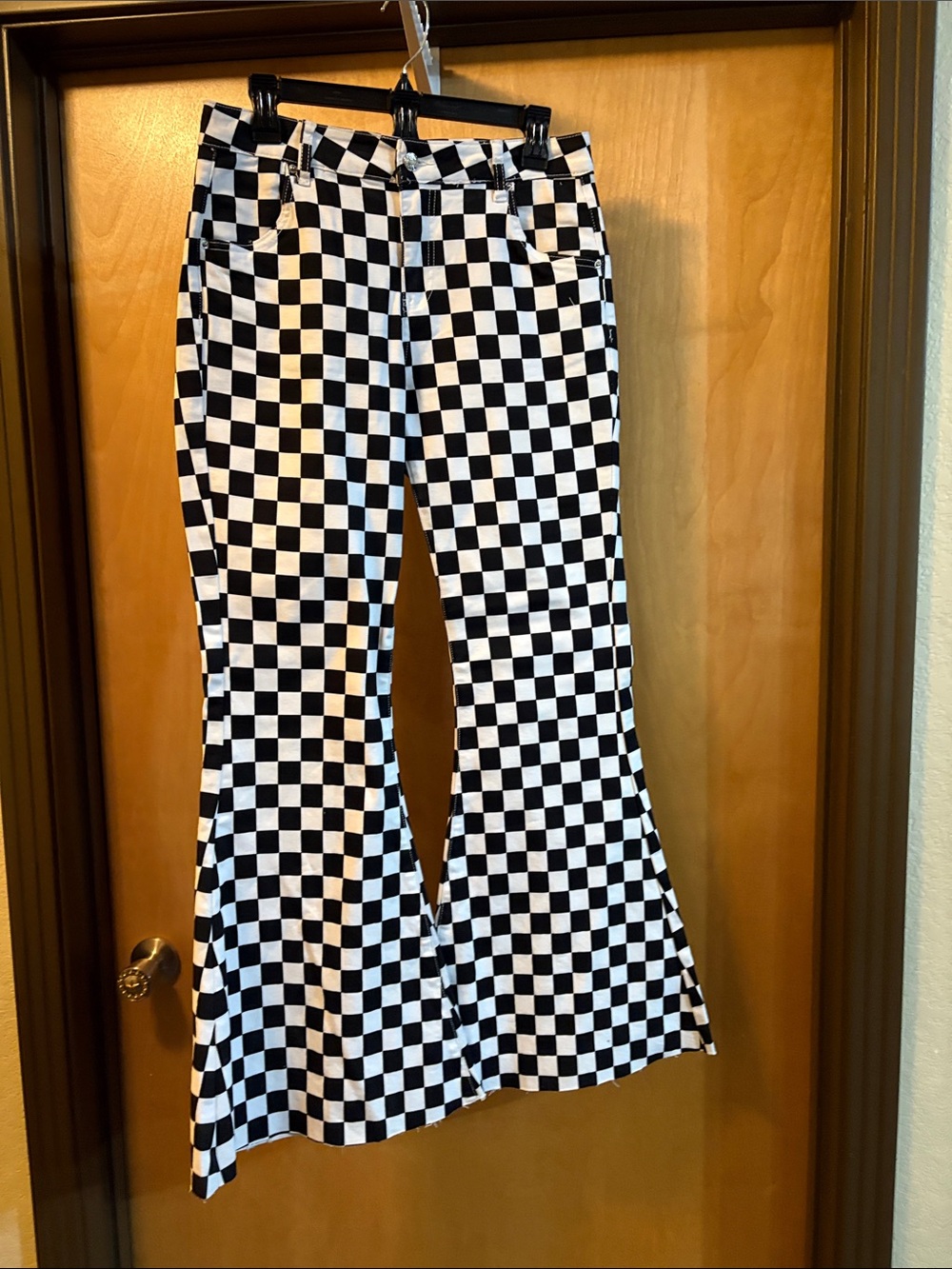 Ranch Dress’N Black & White Finish Line Checkered Flared Pants; Size 8